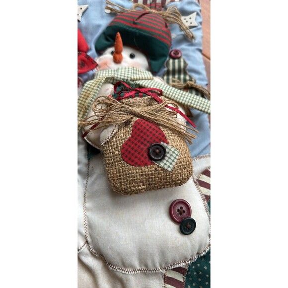 Christmas Stocking Snowman Farmhouse Country Large Quilted Vintage Stockings - Picture 4 of 10